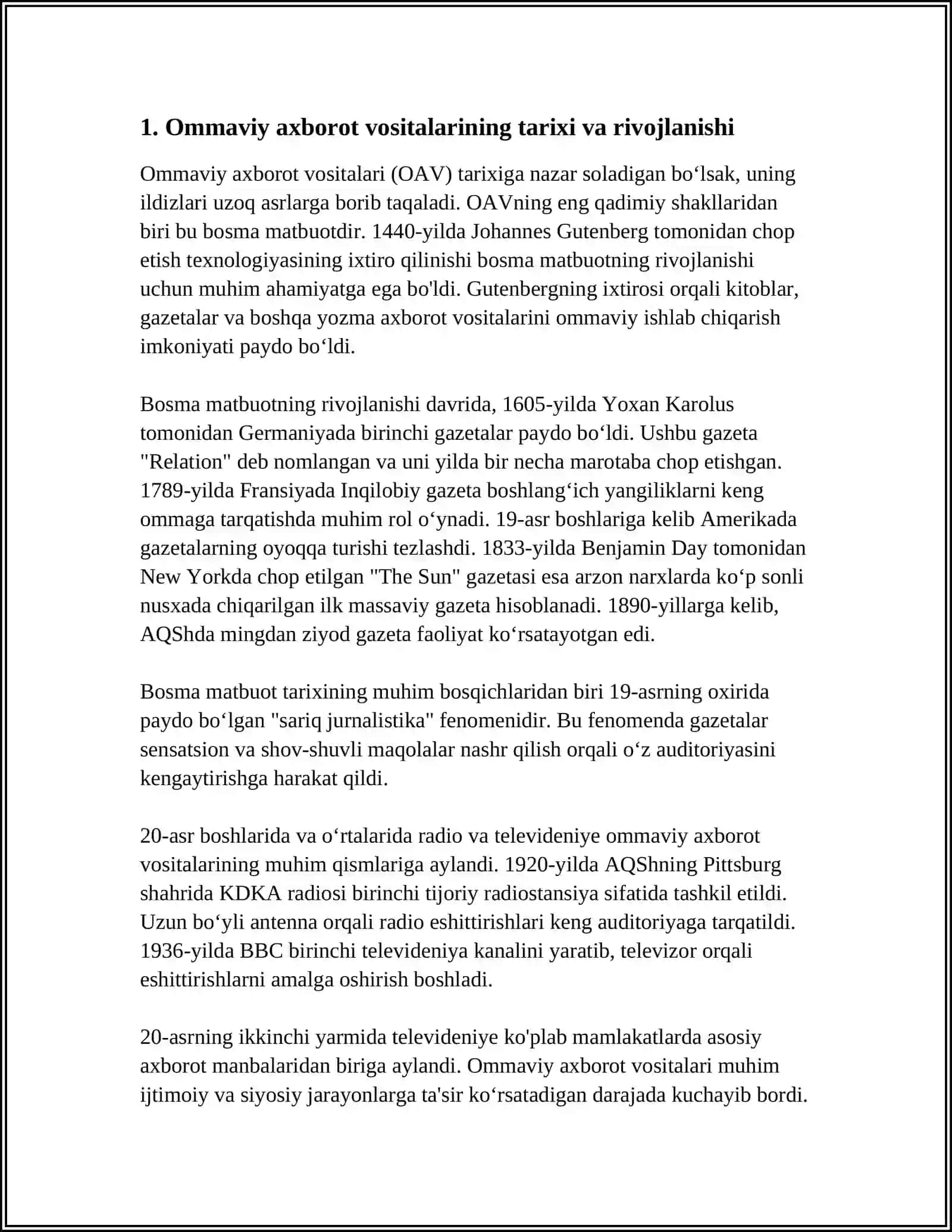 ÓZBEKISTON RESPUBLIKASIDA OMMAVIY XABAR VOSITALARINING FOALIYATI 3