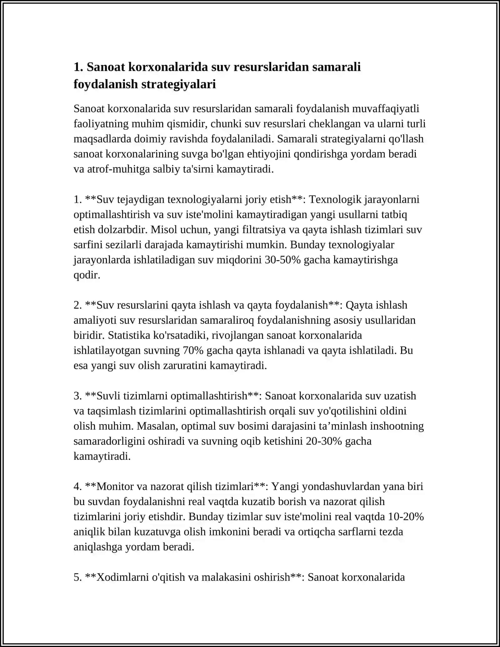 Sanoat korxonalarida suv resurslaridan samarali foydalanish strategiyalari 3