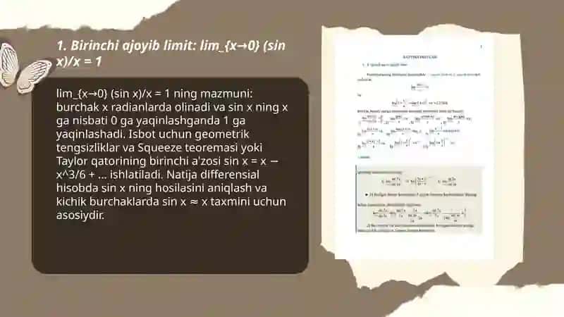 Birinchi va ikkinchi ajoyib limitlar 3