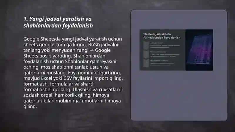 Google Sheetsda jadvallar yaratish 3
