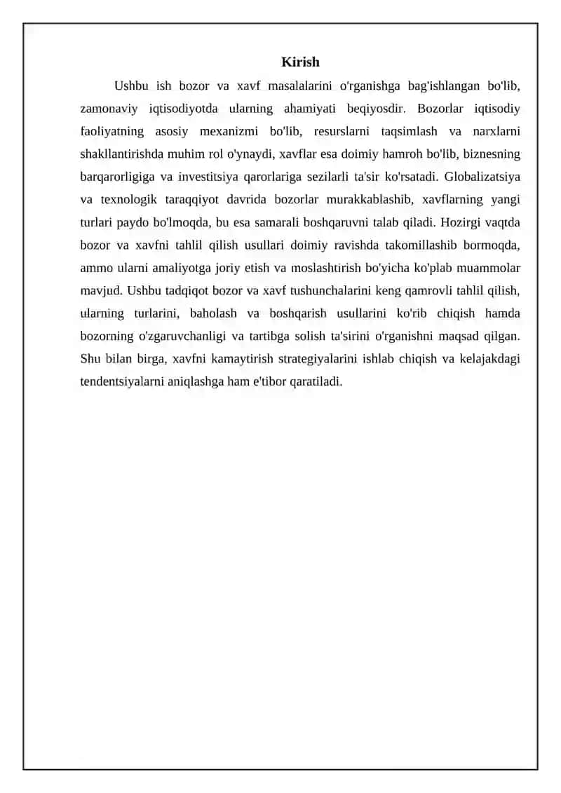 Bozor va Xavf: Asosiy Tushunchalar va Tahlil 3