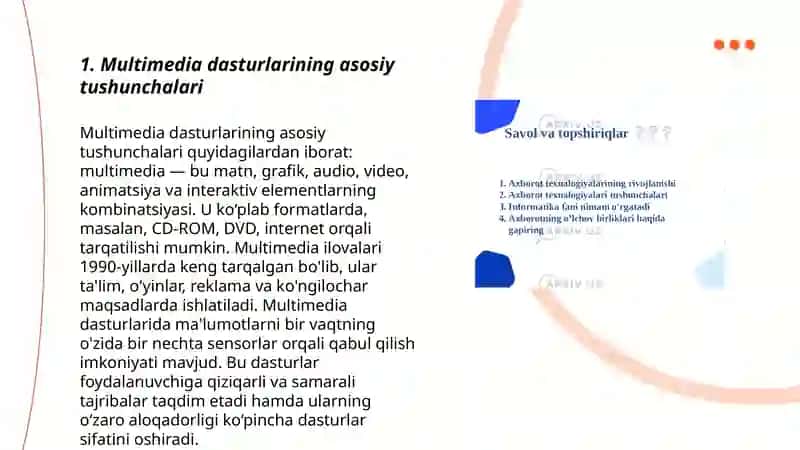 Axborot texnalogiyada multimediya dasturlaridan foydalanish texnalogiyalari 3