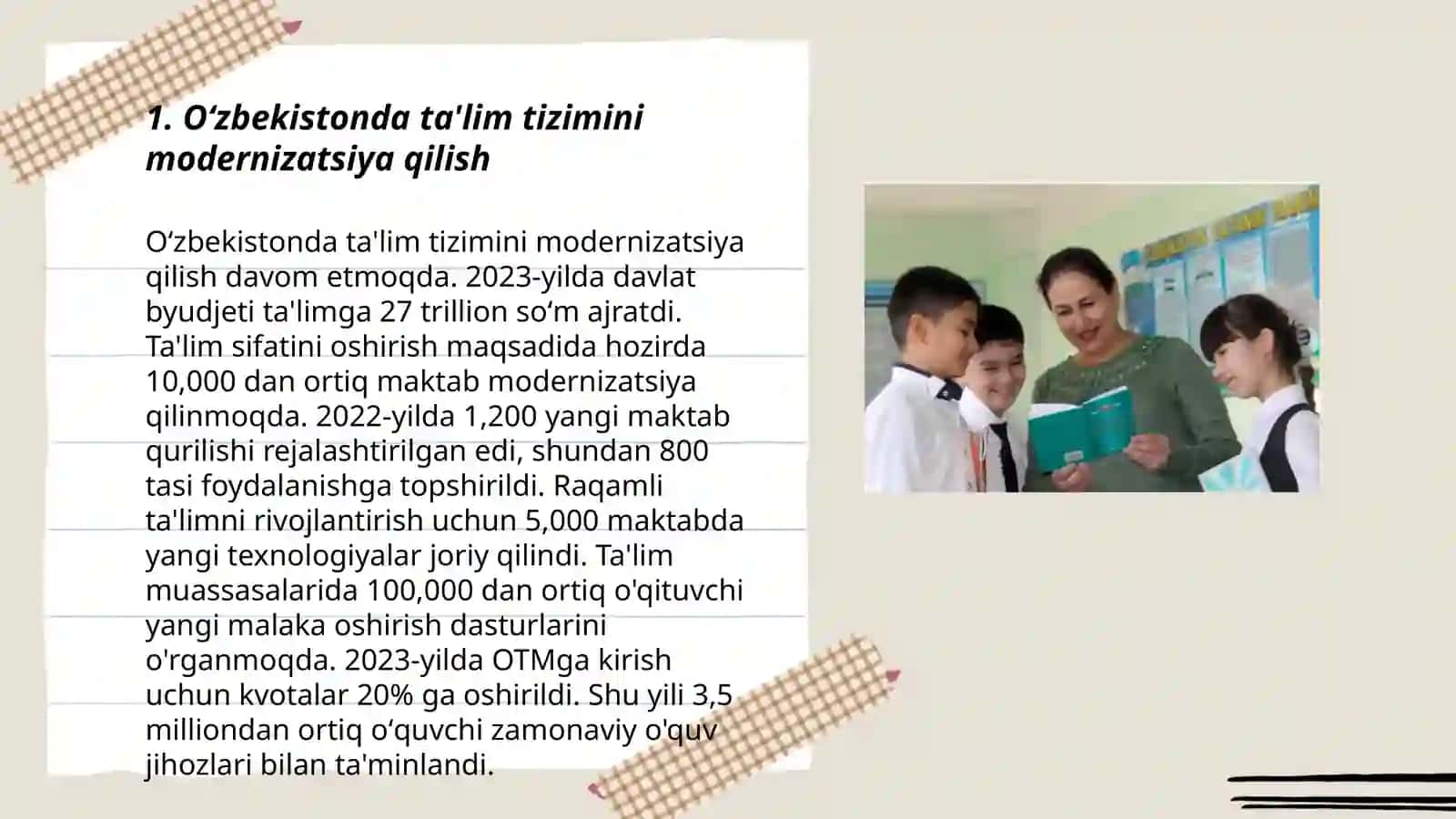Oʻzbekiston respublikasi rivojining yangi bosqichida ta'lim -tarbiya islohotlari 3