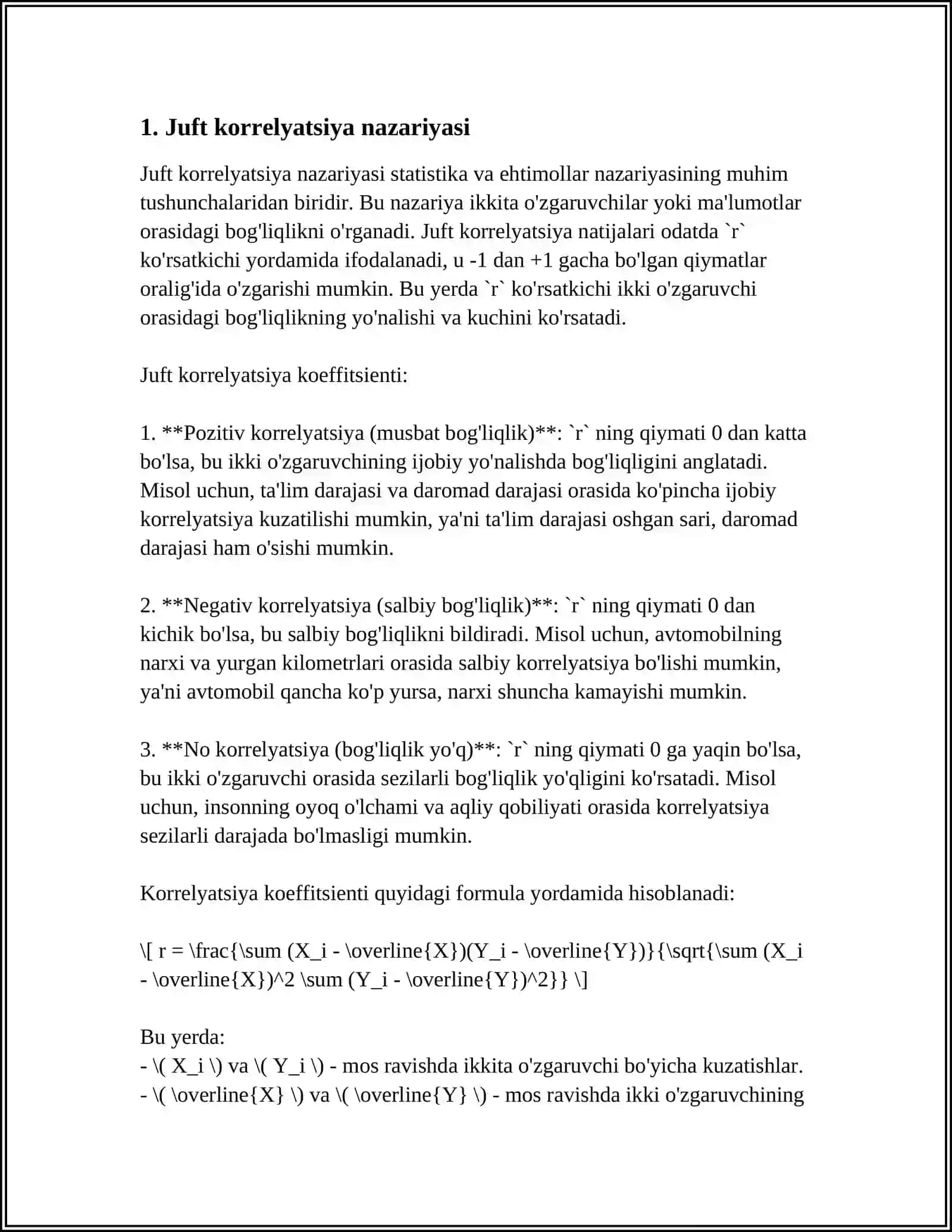 JUFT KORRELYACION-REGRESSION TAHLIL 3