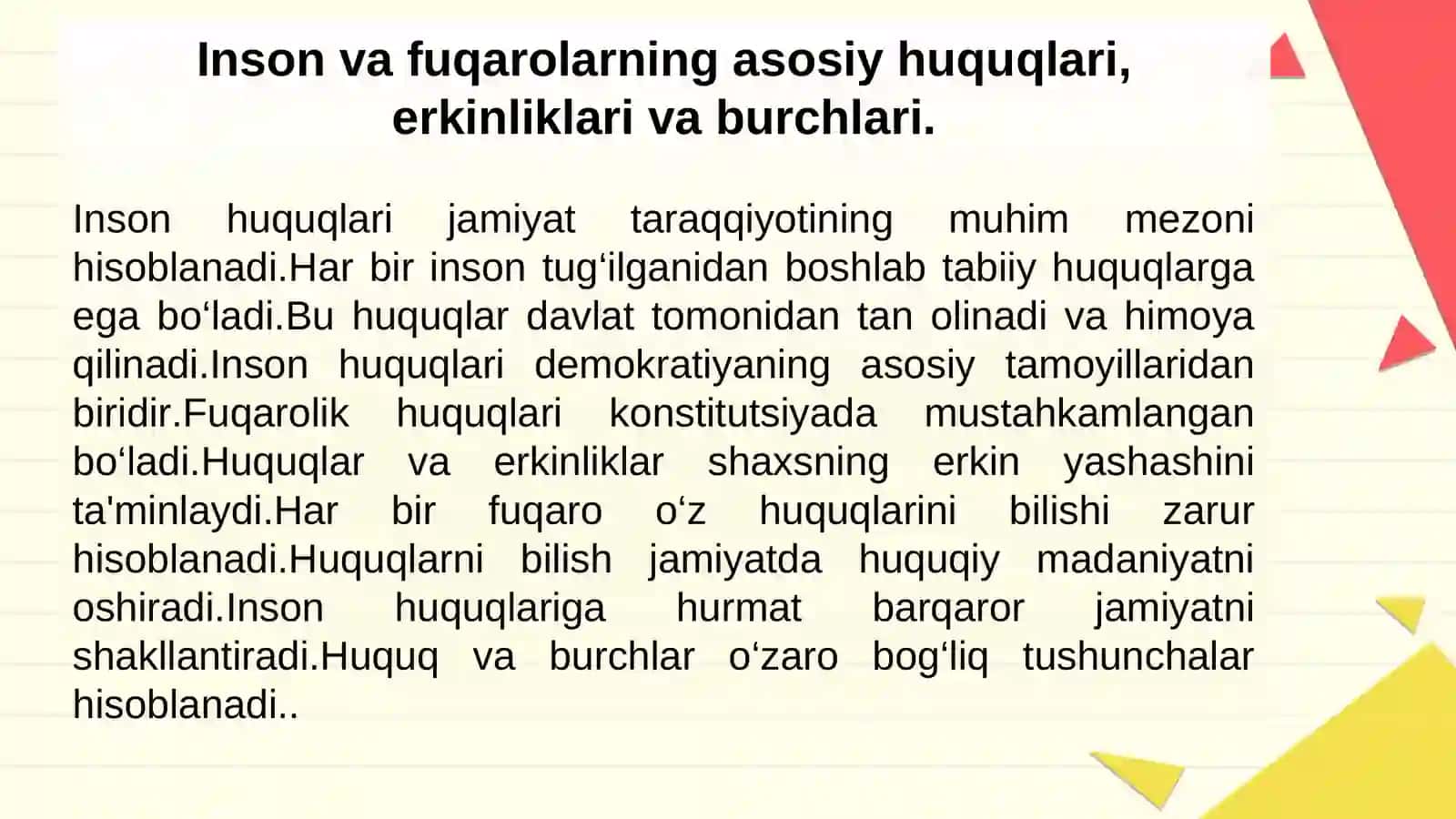Inson va fuqarolarning asosiy huquqlari, erkinliklari va burchlari 3