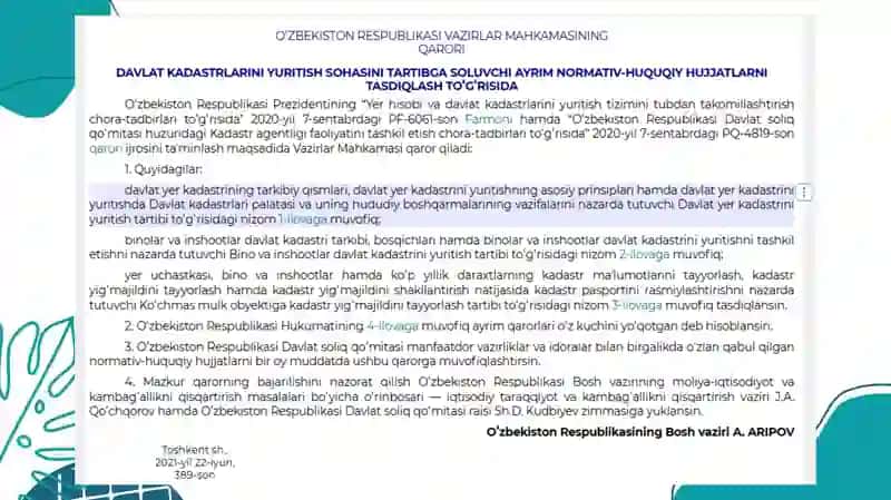Vazirlar mahkamasining 2021-yil 22-iyyundagi 389-son qarori 3