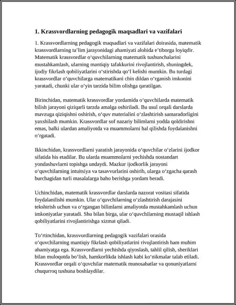 MATEMATIK KRASSVORDLARNI YARATISH VA YECHISH METODIKASI 3