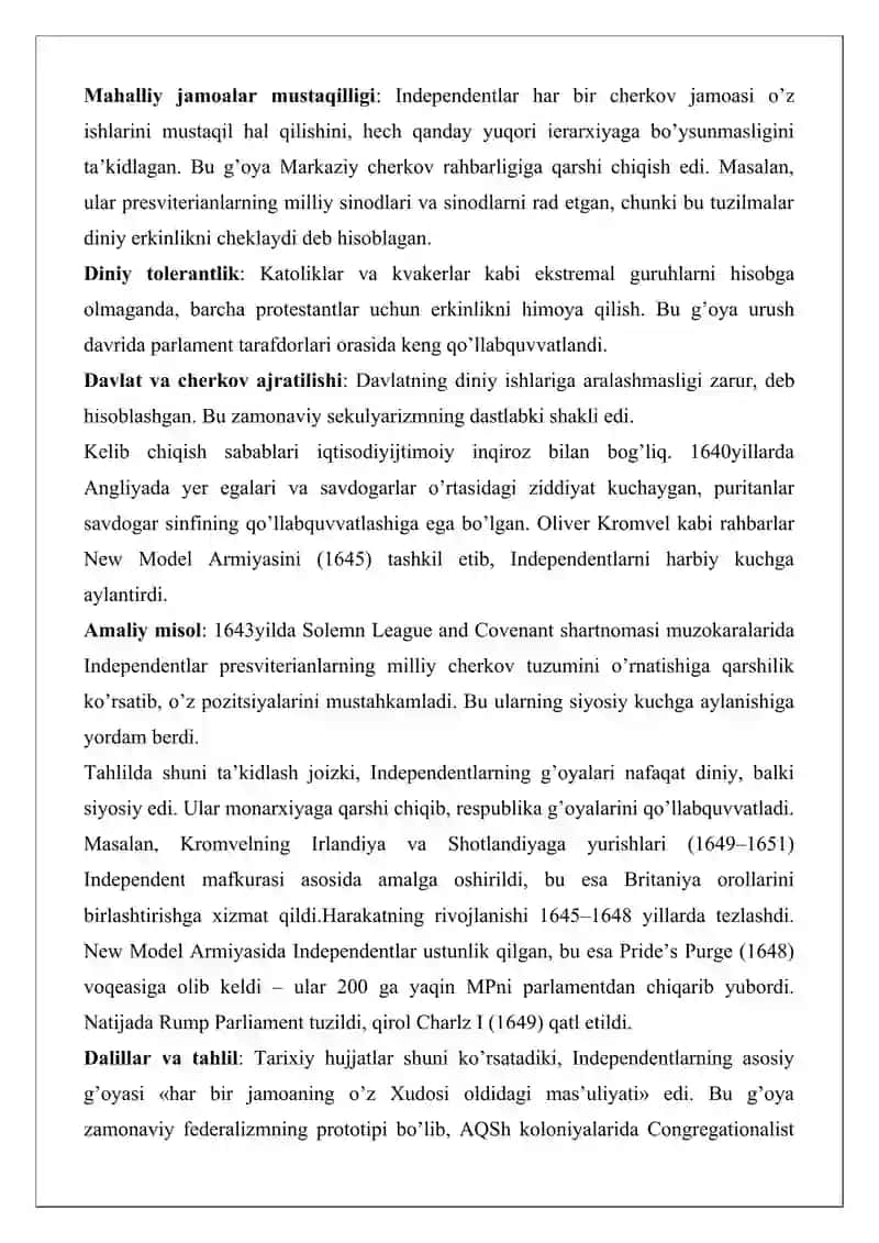 Independentlar, levellerlar va diggerlar mafkurasi 3