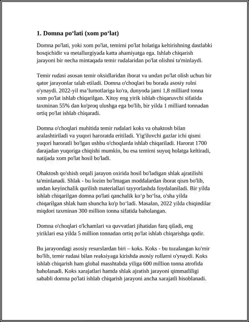 Domna Jarayoni Mahsulotlari 3