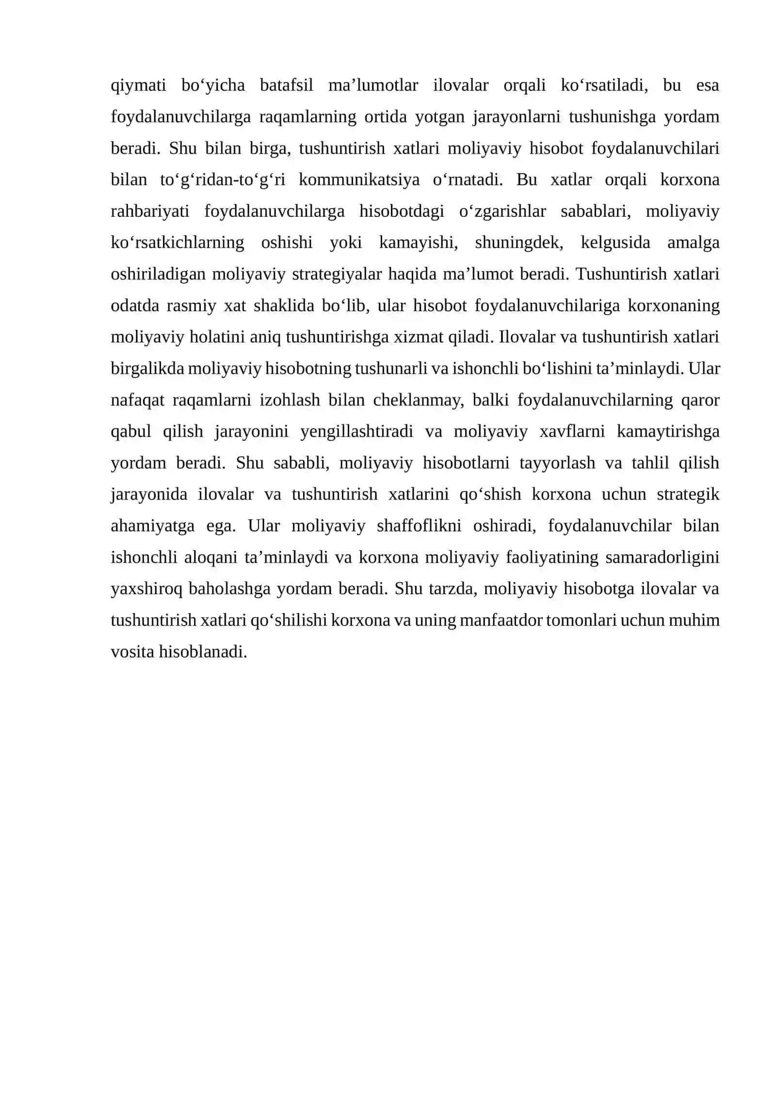 Moliyaviy hisobotga ilovalar va tushuntirish xatlari 3