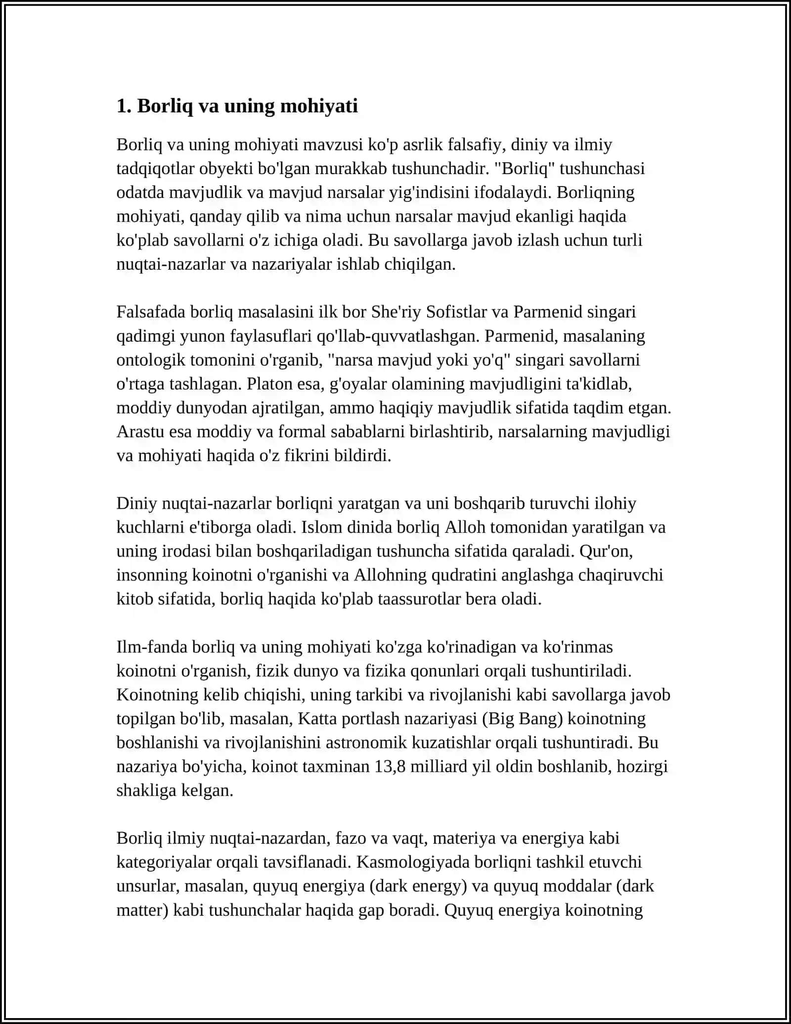 FALSAFA VA TABIIY ILMIY FANLARDA BORLIQNING MOHIYATIGA OID KONSEPSIYALAR 3