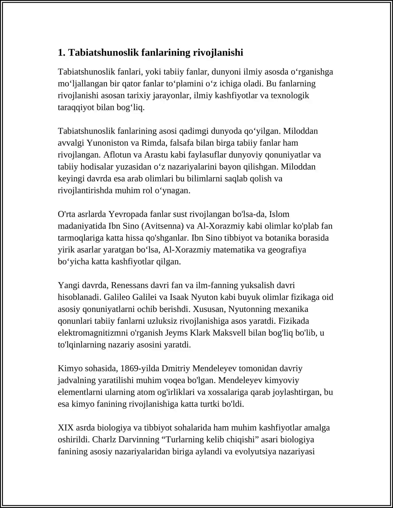 MUSTAQIL ISH Mavzu: TABIATSHUNOSLIKNING ZAMONAVIY KONTSЕPSIYALARI 3