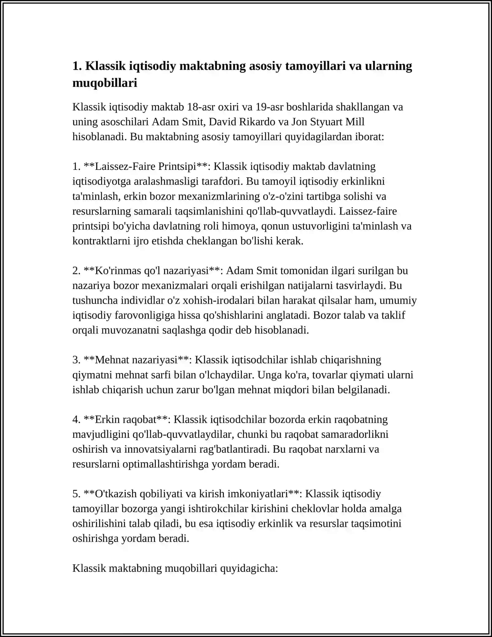 KLASSIK IQTISODIY MAKTABGA MUQOBIL G’OYALAR MOHIYATI 3