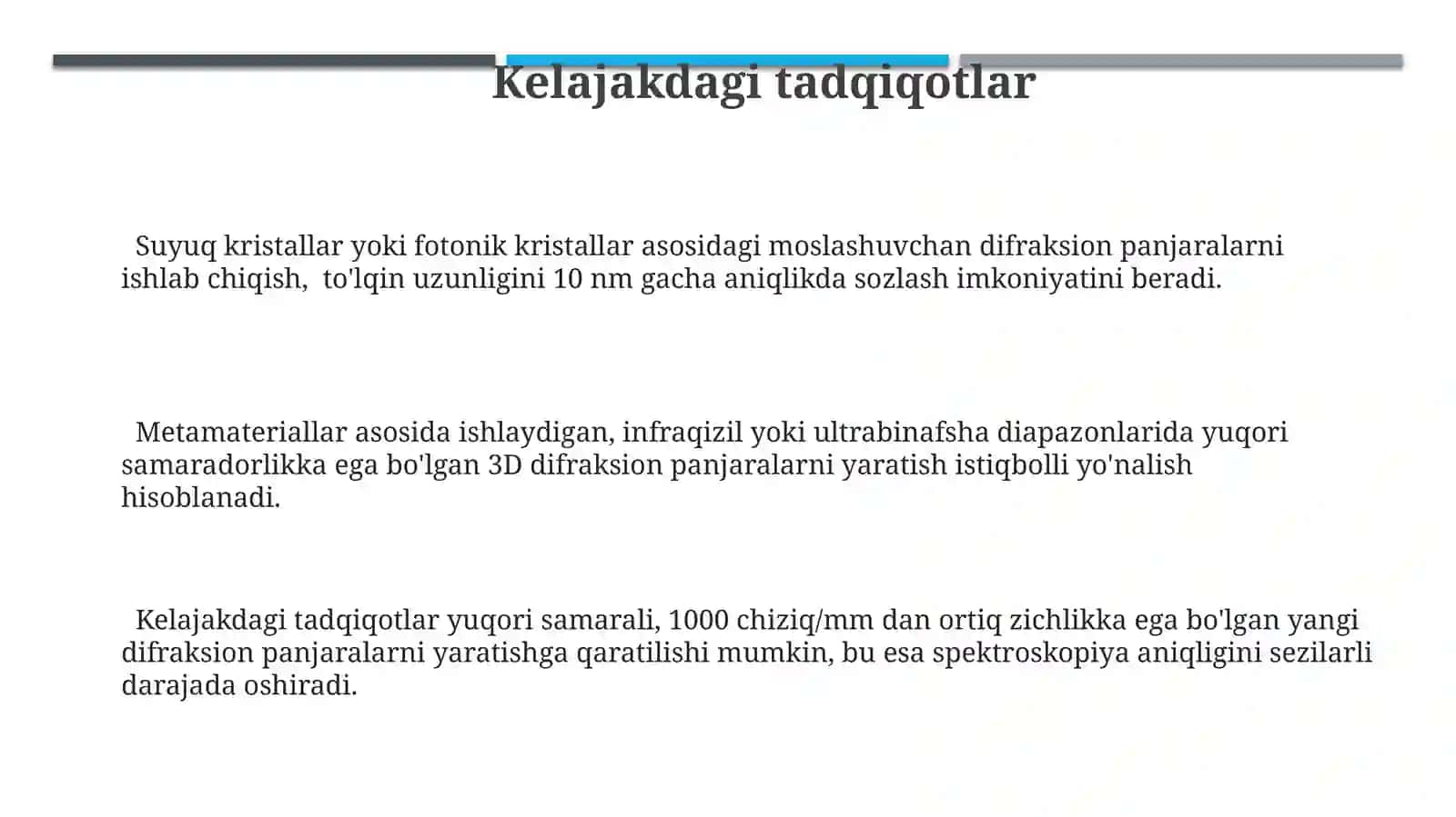 Diffiraksion panjaralar va ularning qo'llanilishi 3