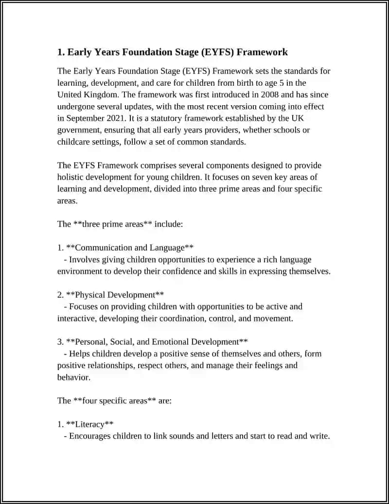Early Years Foundation Stage (EYFS) Framework 3