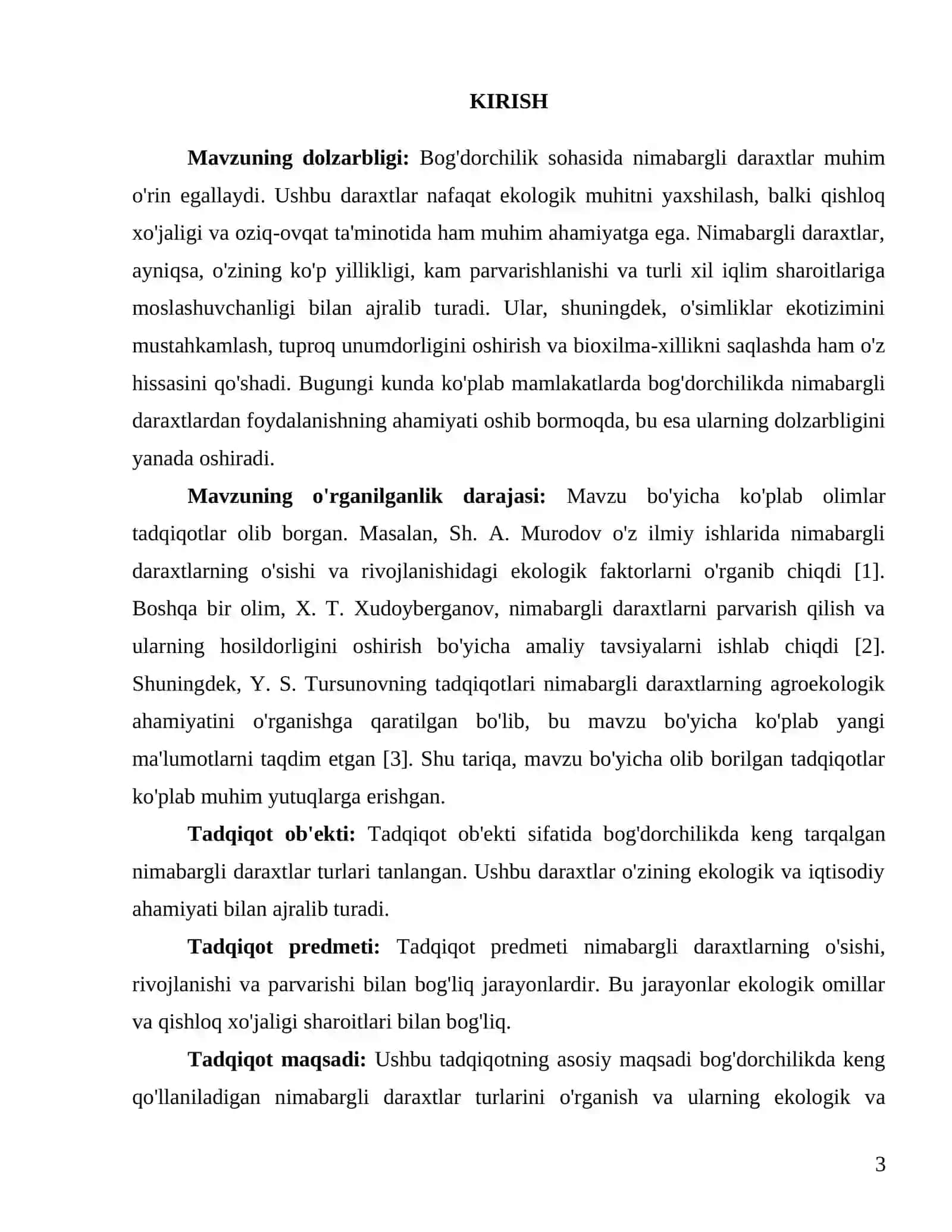BIALOGIYA YONALISHI FANIDAN KURS ISHI 3