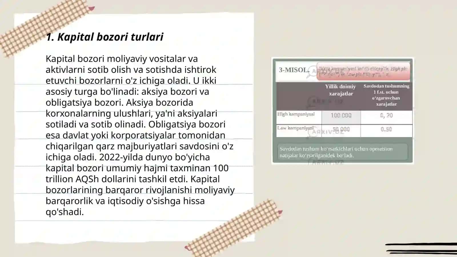 Kopital bozori va investitsiyalar samaradorligi 3