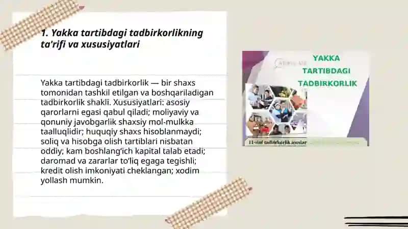 Yakka tartibdagi tadbirkorlik 3