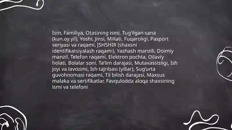 SHAXS EHTIYOJLARINI ANIQLASH BO‘YICHA ANKETA 3