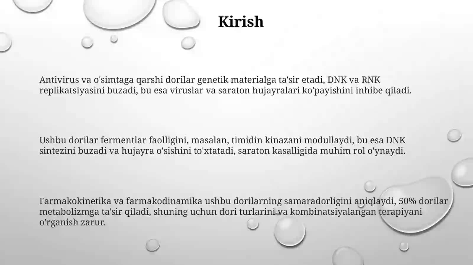 Viruslar va o'smalarga qarshi dorivorlarta'siridan DNK va RNK fermentlariga nisbatan 3