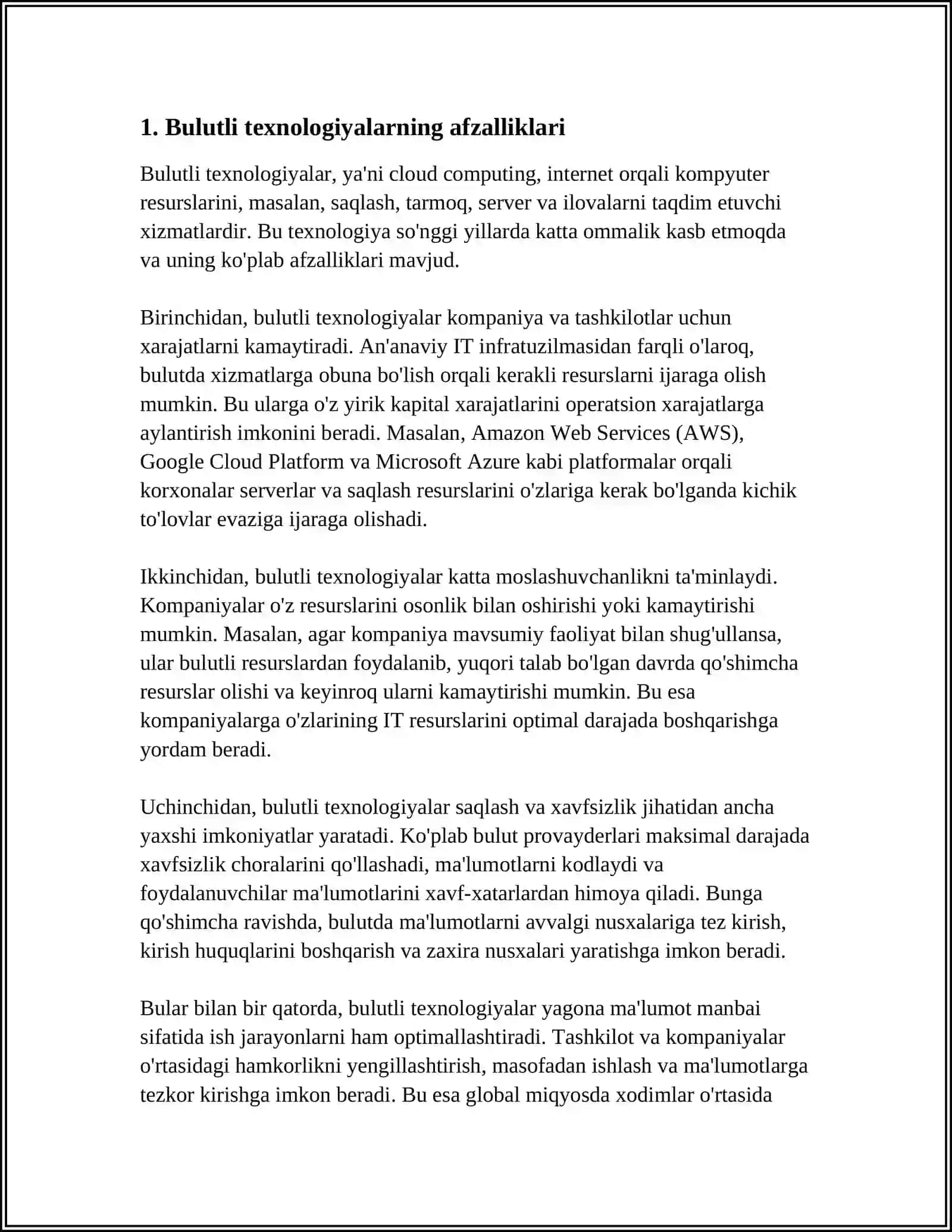IQTISODIY AXBOROTLARNI QAYTA ISHLASH JARAYONIDA BULUTLI TEXNOLOGIYALARDAN FOYDALANISH 3