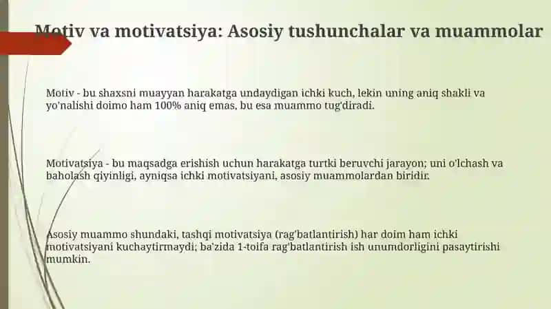 Motiv va motivatsiya 3