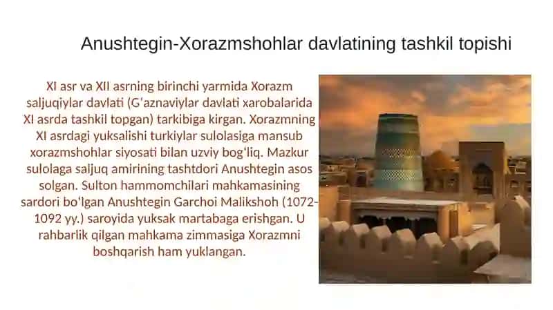 Anushtegin-Xorazmshohlar davlatining tashkil topishi 3