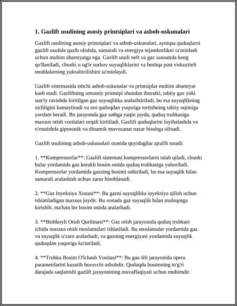 QUDUQLARNI GAZLIFT USULIDA QAZIB OLISH JIHOZLARI 3