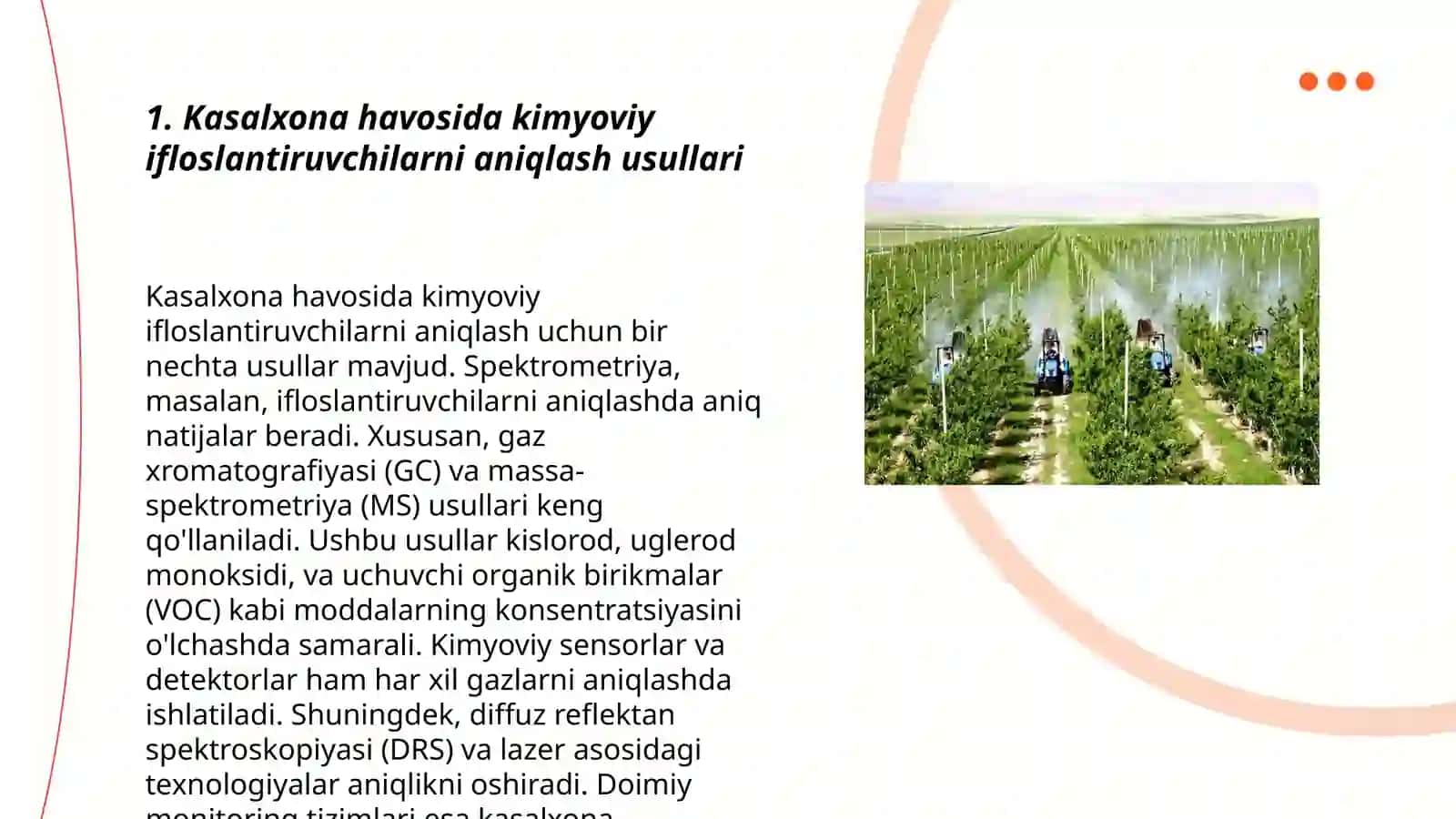 Kasalxona xonalari havosining antropogen kimyoviy ifloslanganligini tekshirish va baholash 3