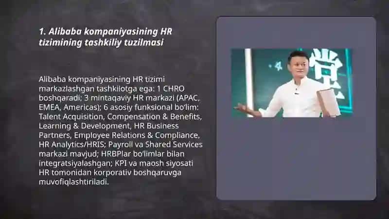 Alibaba kompaniyasini HR tizimi korporativ boshqaruv ishchilar soni maoshi KPI tizim ishga qabul qilish shartlari 3