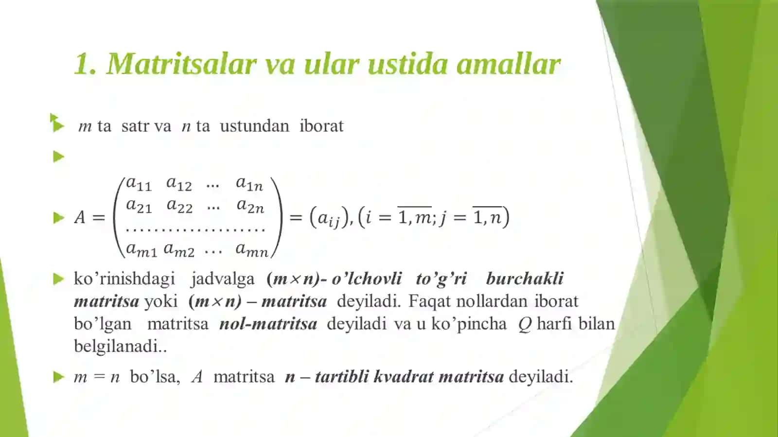 Matritsalar va ular ustida amallar 3
