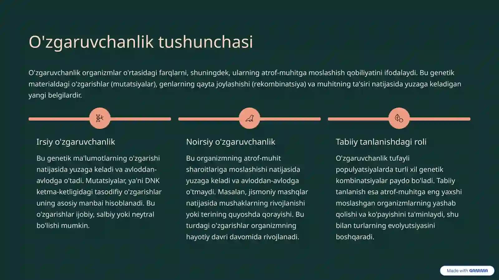 Irsiylik va Ozgaruvchanlik: Genetikaning Asosiy Tushunchalari 3