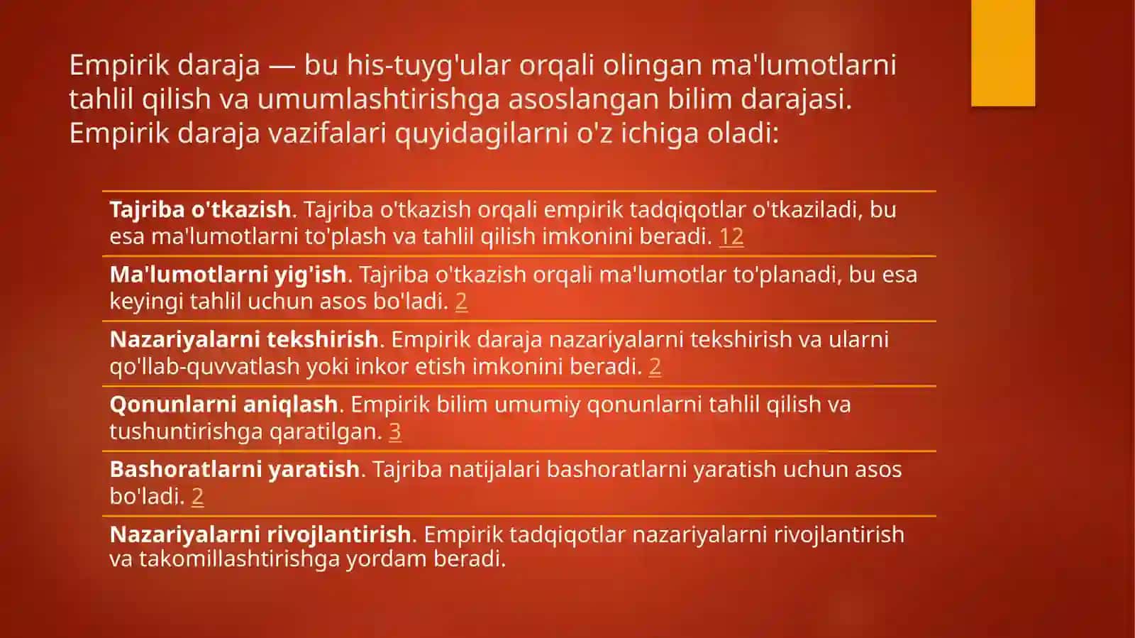 ILMIY TADQIQOTNING EMPIRIK DARAJASI SHAKL VA METODLARI 3