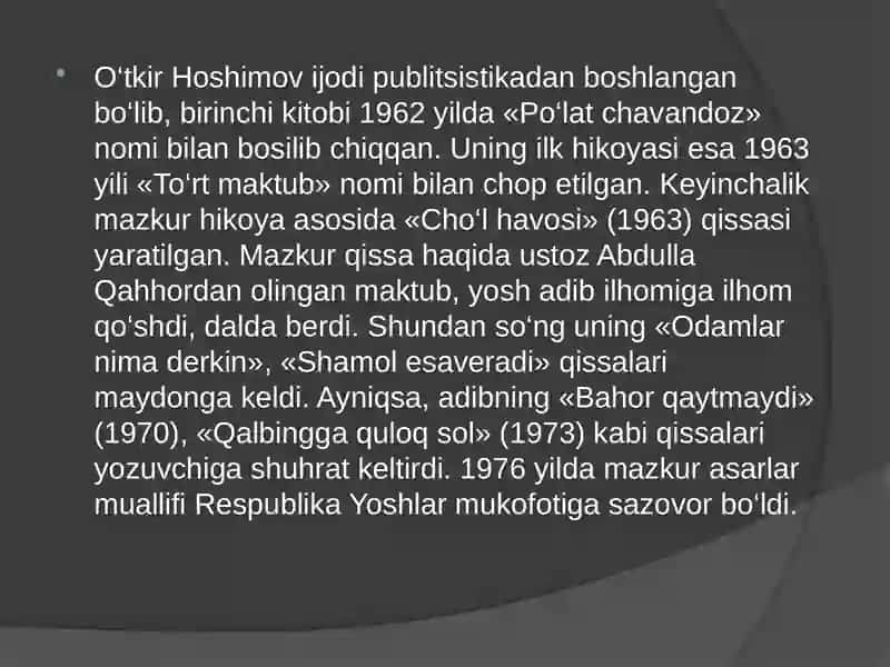 O‘tkir Hoshimovning “Urushning so’nggi qurboni” hikoyasi 3