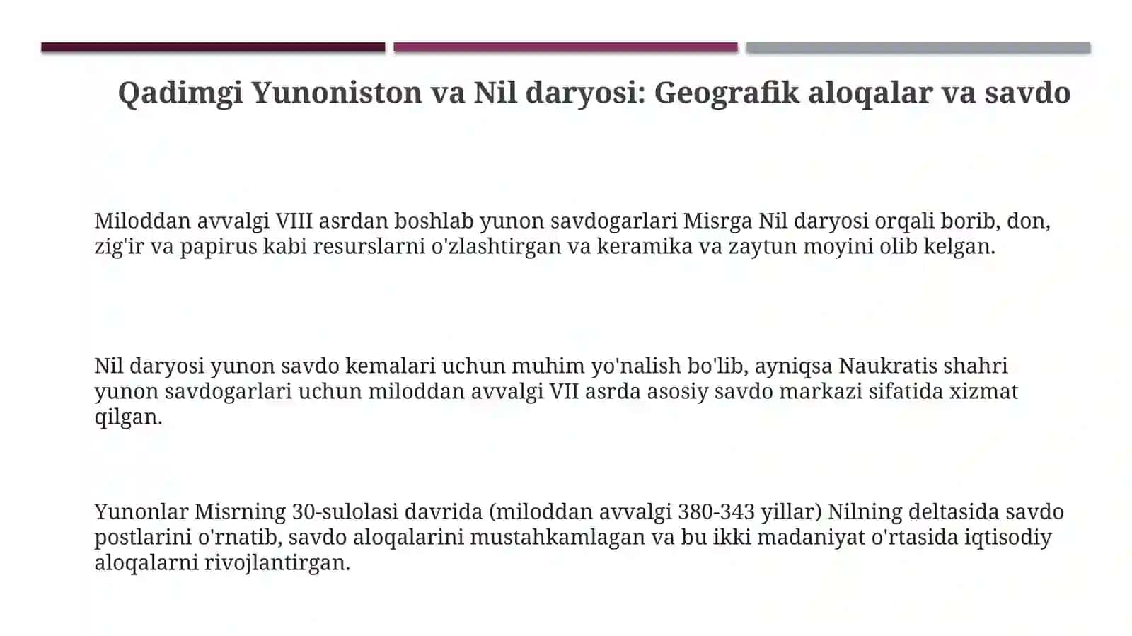 Qadimgi Yunoniston va Nil daryosi: Geografik aloqalar va savdo 3