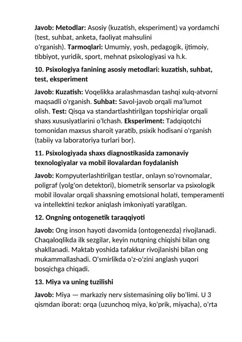Psixologiya Yakuniy Javoblari 3