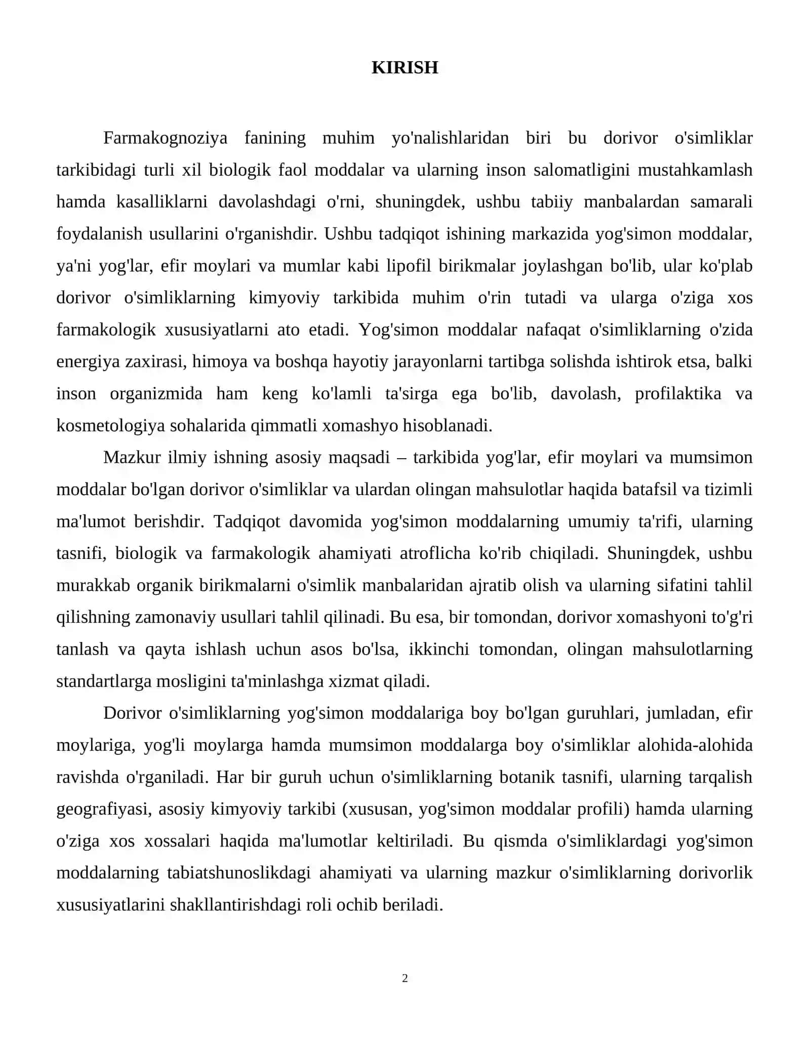 Tarkibida yoglar bolgan dorivor osimliklar va mahsulotlar. Yogsimon moddalar. 3