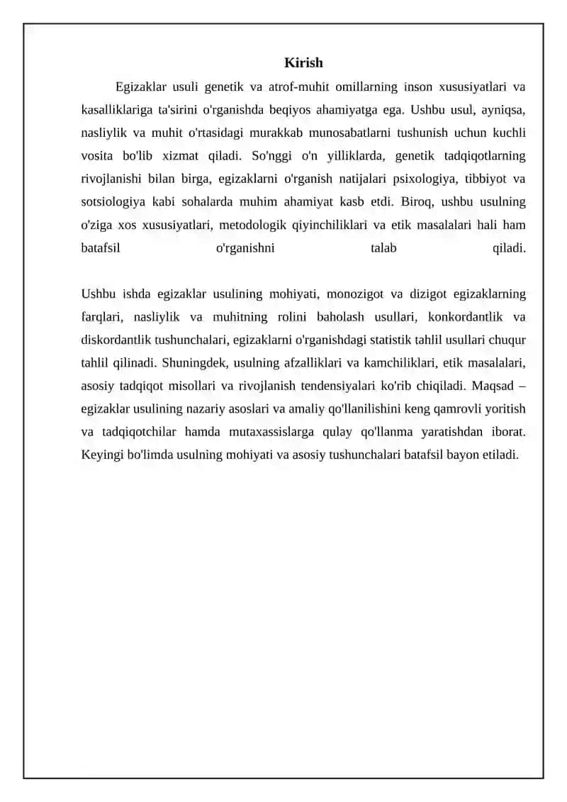 Egizaklar usulini chuqurroq tushuntirib bering (misollar bilan) 3
