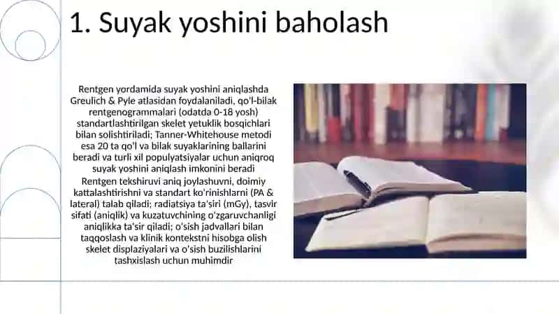 Suyak va boʻgʻimlar rivojlanishini rentgen nurlari yordamida oʻrganish 3