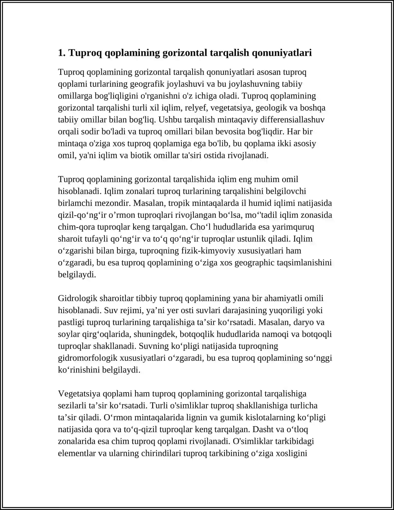TUPROQ QOPLAMINING MINTAQALARDA TARQALISHI (GORIZONTAL, VERTIKAL) TARQALISHI 3