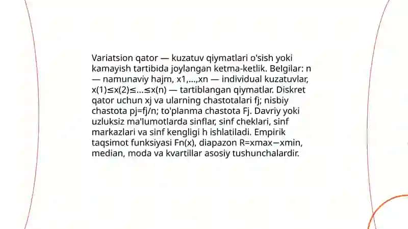 Variatsion qatorlar va ularni tahlil qilish 3