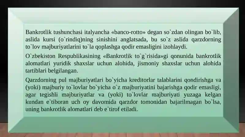 BANKROTLIK TO'GRISIDAGI ISHLARNI YURITISH 3