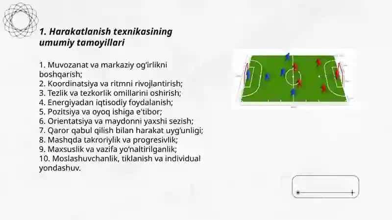 Futbolda harakatlanish texnikasiga o'rgatish 3