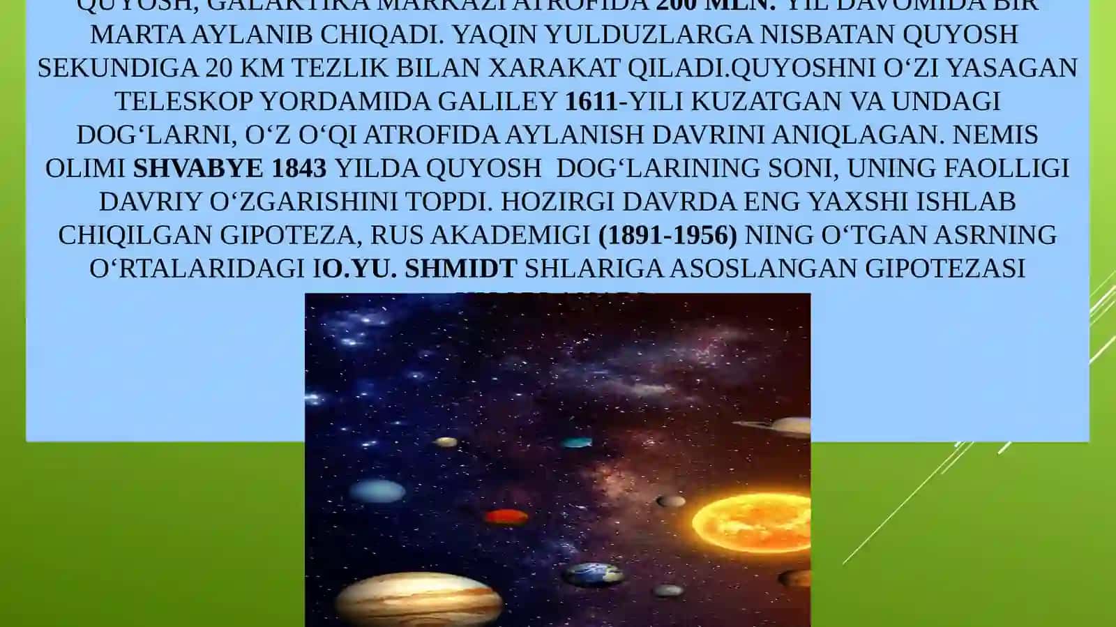 Quyosh tizimi. Yer sayyorasi. Geografik qobiqlar (Litosfera. Gidrosfera, Аtmosfera. Biosfera) 3