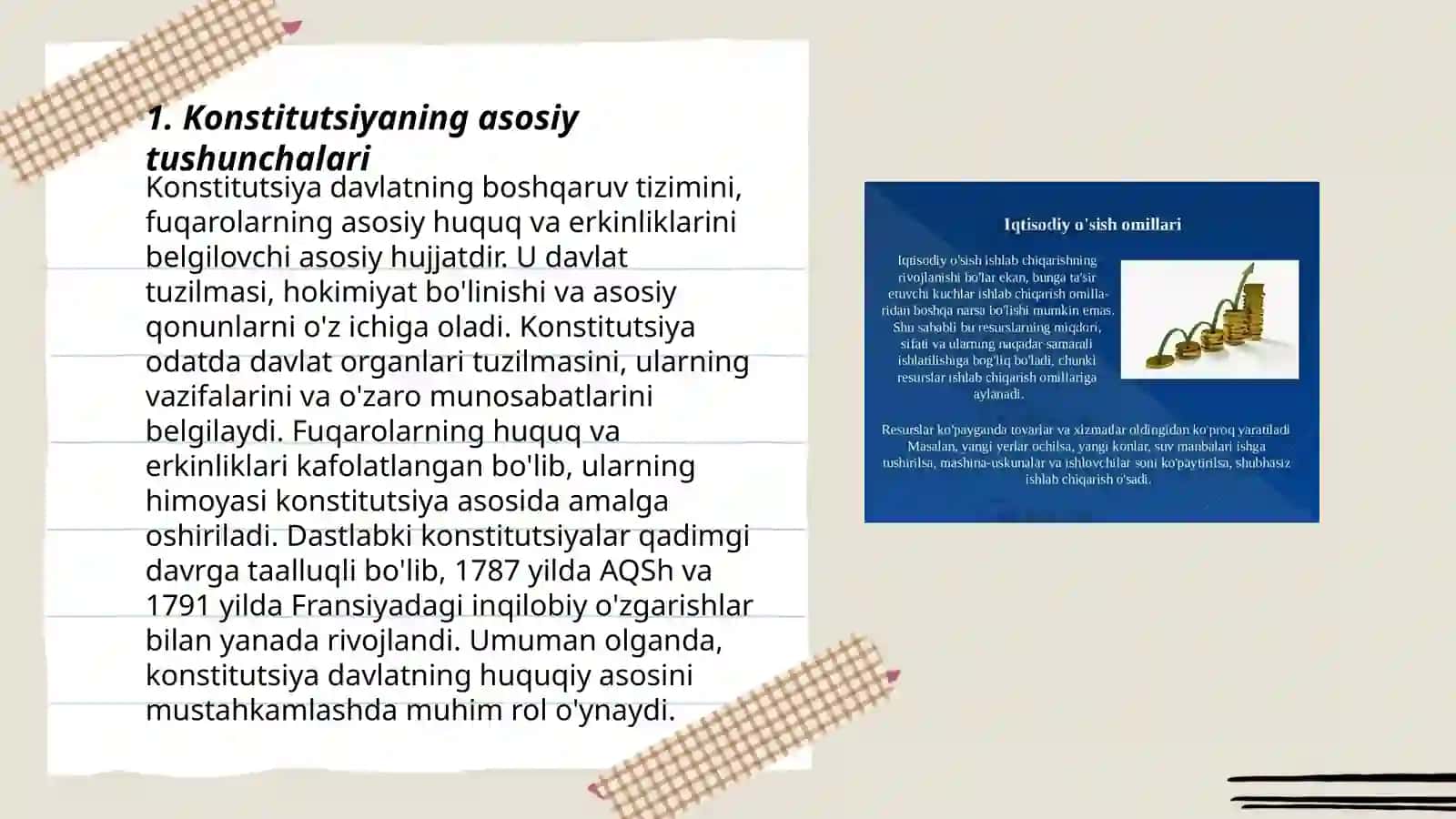 Konstitutsiya va davlat, konstitutsiyaning prinsiplari va xususiyatlari, konstitutsiyaning turlari 3