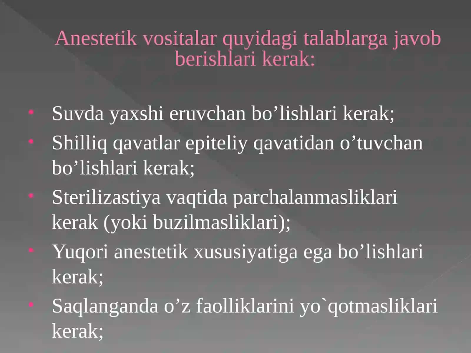 Afferent nerv tizimiga ta`sir etuvchi vositalar 3