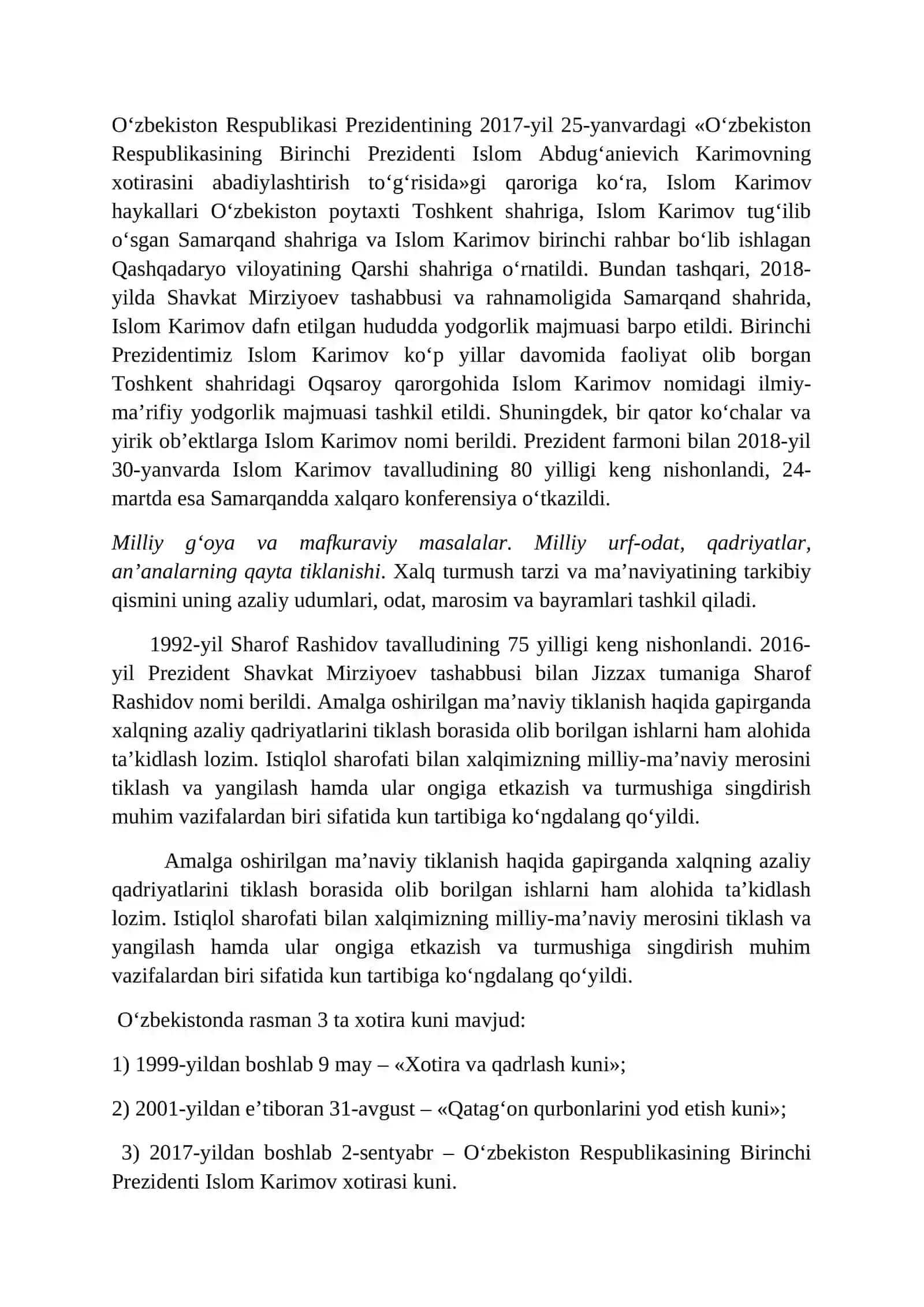 MUSTAQILLIK YILLARIDA O‘ZBEKISTONDAGI MA’NAVIY VA MADANIY TARAQQIYOT 3