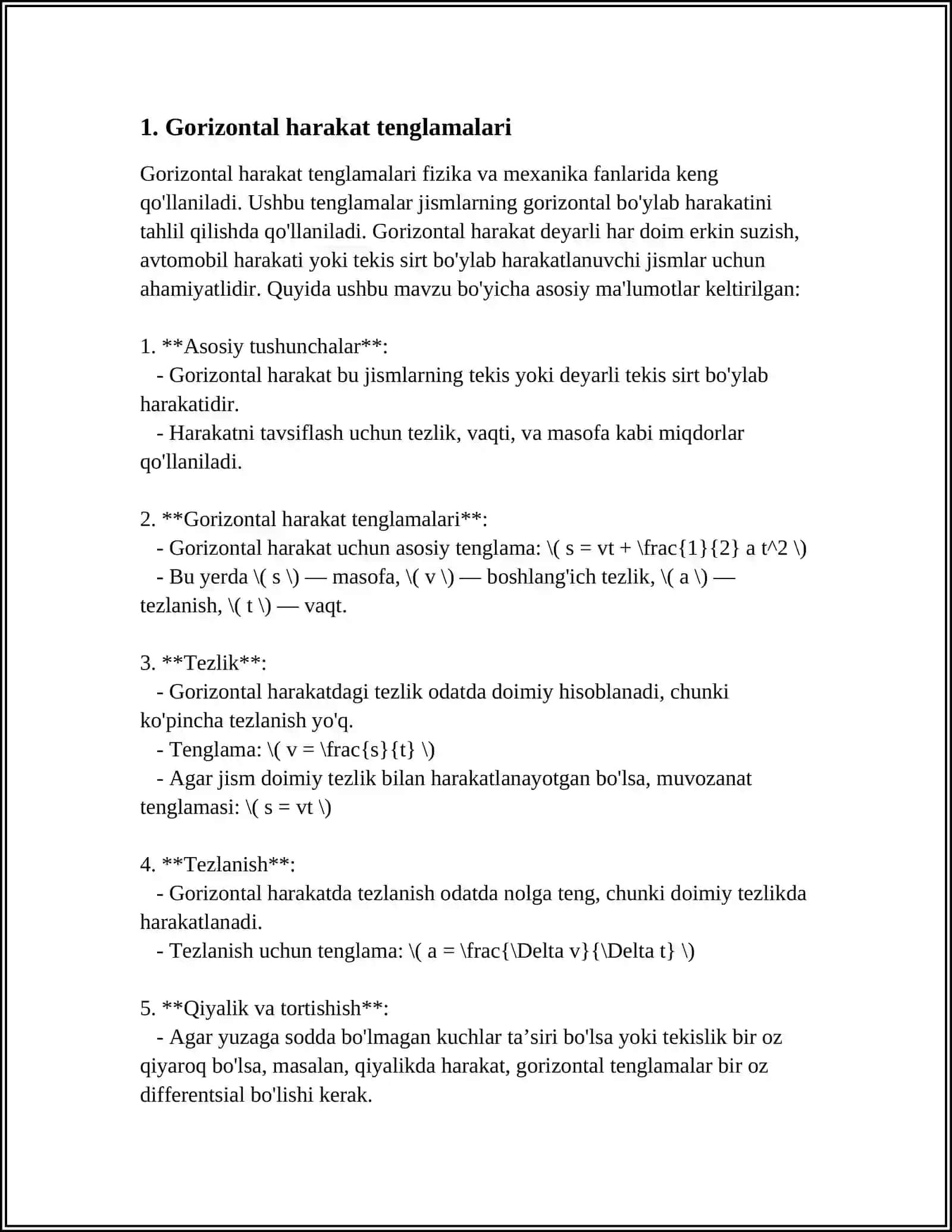 GORIZONTAL VA GORIZONTGA BURCHAK OSTIDA OTILGAN JISM HARAKATI 3
