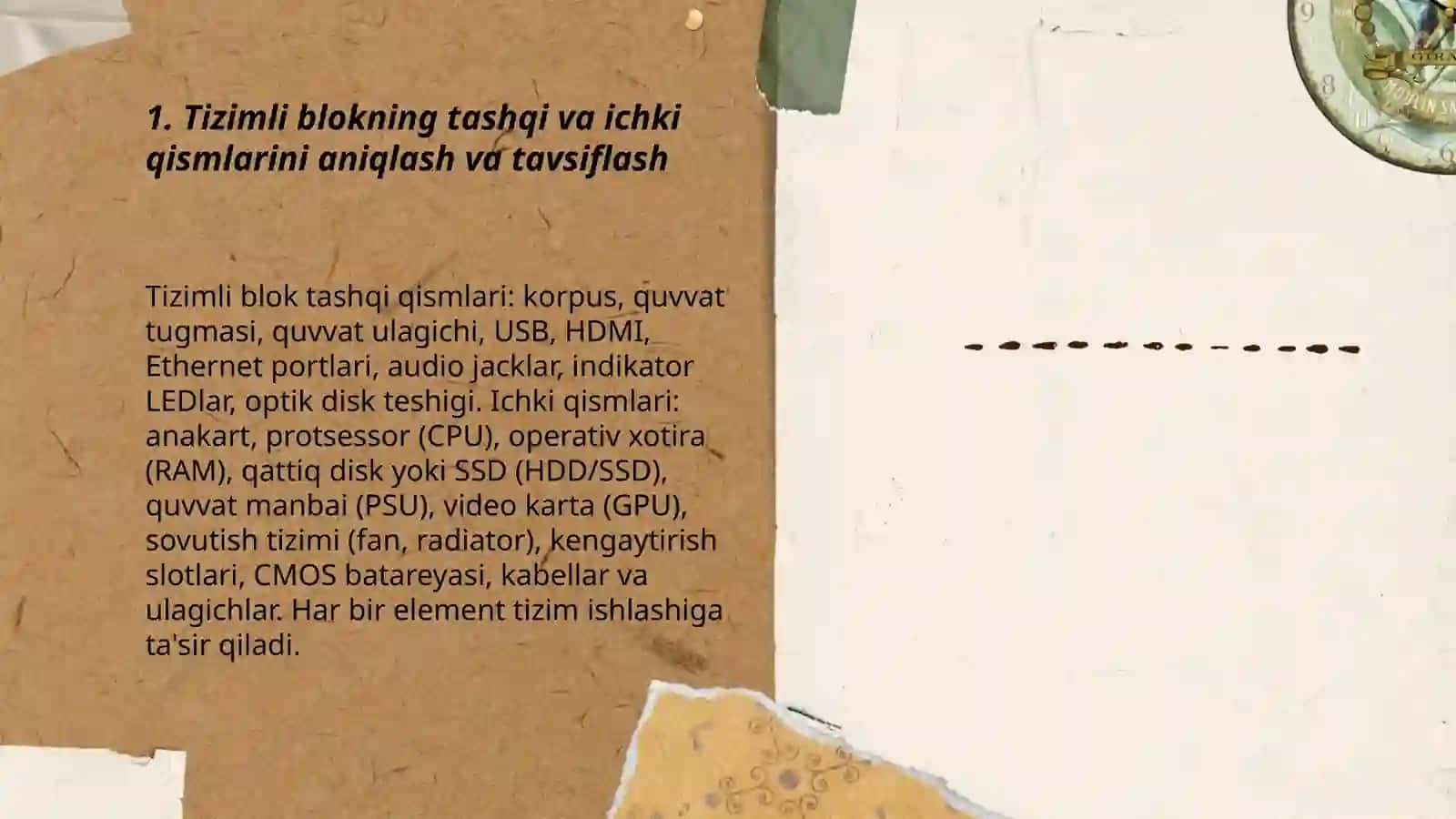 Tizimli blok va uning tarkibiy elementlari: protsessor, xotira 3