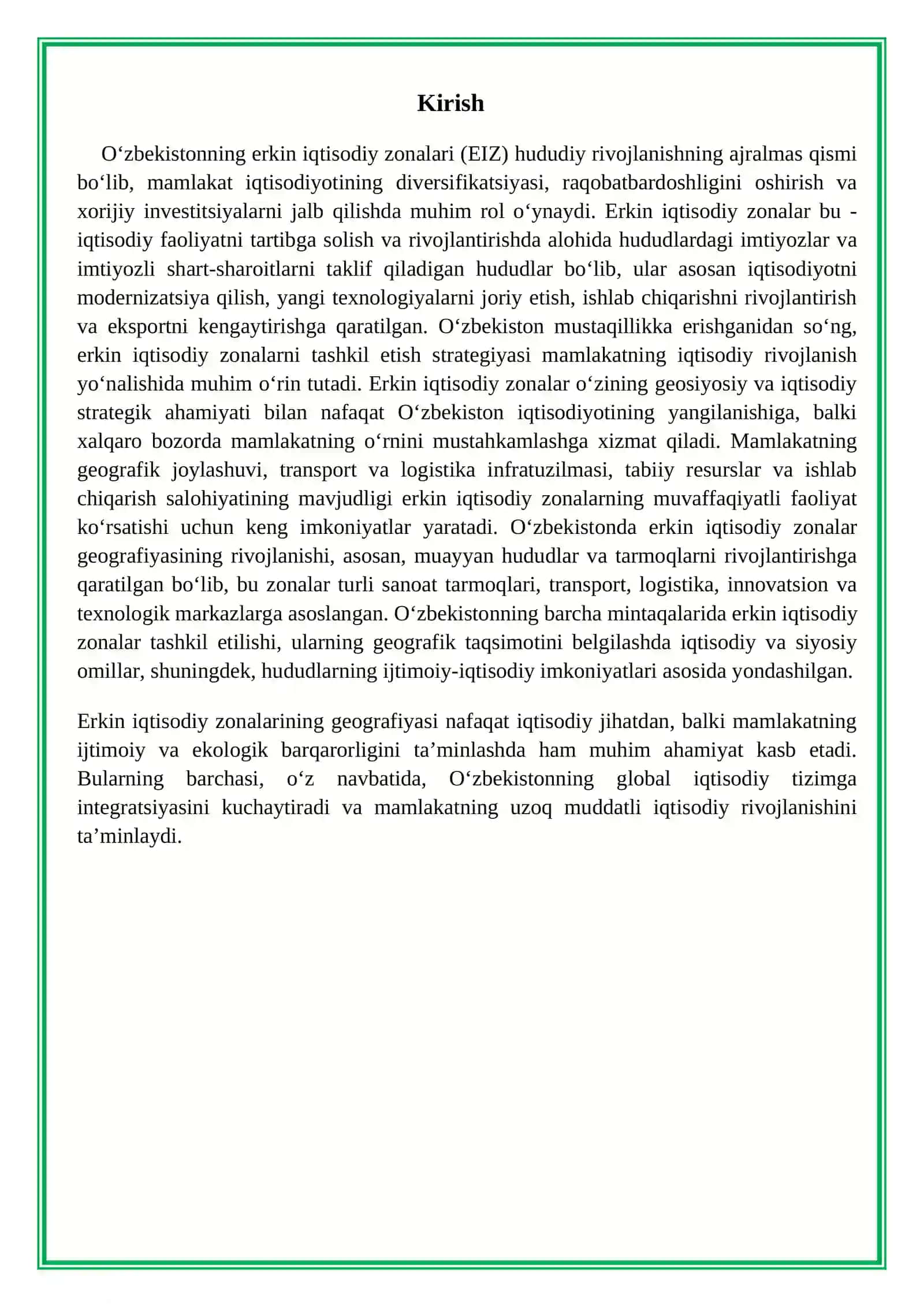 O‘zbekiston Erkin Iqtisodiy Zonalarini O‘rganish 3